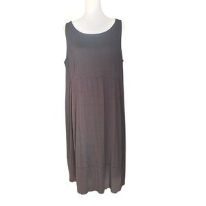 EILEEN FISHER Black Sleeveless Midi Dress‎ Cutout Back Rayon Lycra XL